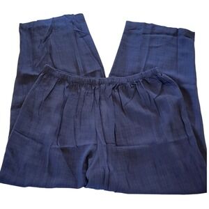 Eileen Fisher Woman 3X Concord Pants Crepe‎ Navy Wide Leg Straight Leg NWT